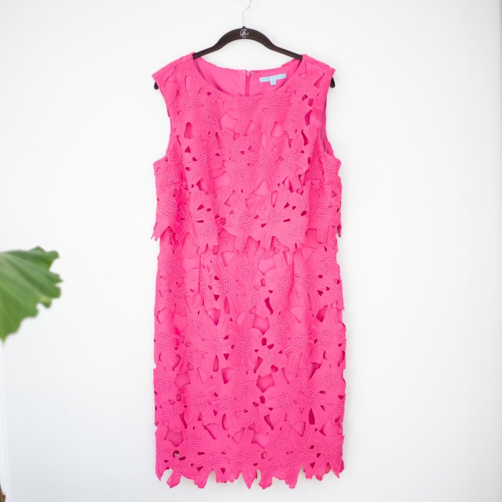 Hot Pink Lace Sheath Dress Antonio Armani Cora Size 14 Cocktail Wedding Guest